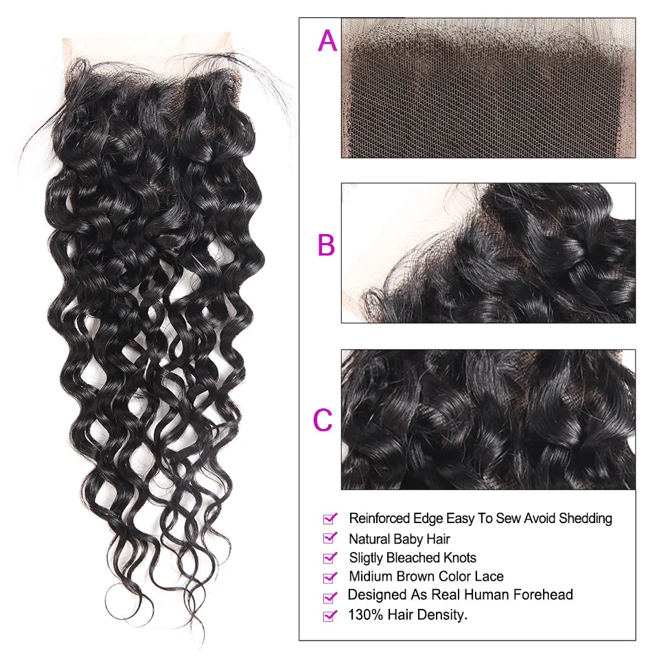 Allove Water Wave Hair Bundles With Closure (6)