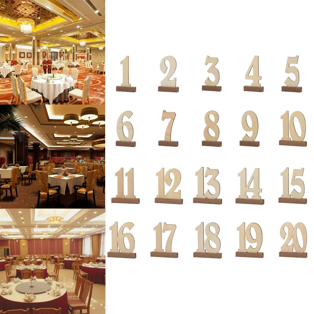 2018 New Fashion Wood Table Number 1 20 Set Rustic Wedding Event Prom 