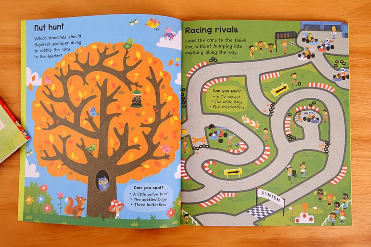 Livro para Aprender e Brinquedos Crianças Inglês Labirinto Educativos Bebê Desenhos Animados Espaço Pirata Natal Grande Leitura Livros - 8 Brinquedos p desenhar