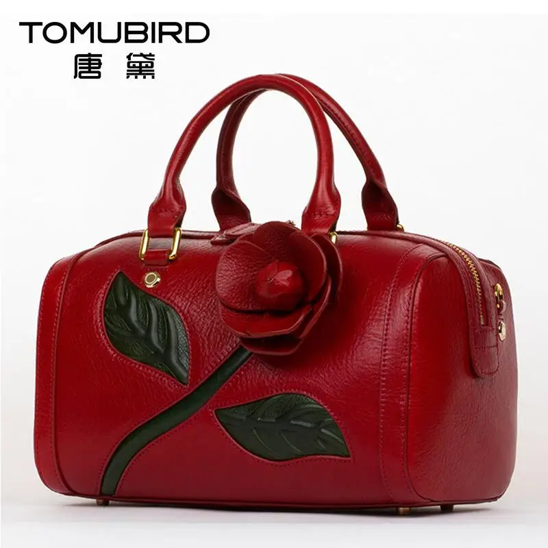

2017 New women genuine leather bag brands quality luxury dimensional flowers women leather handbags shoulder bag pillow bag
