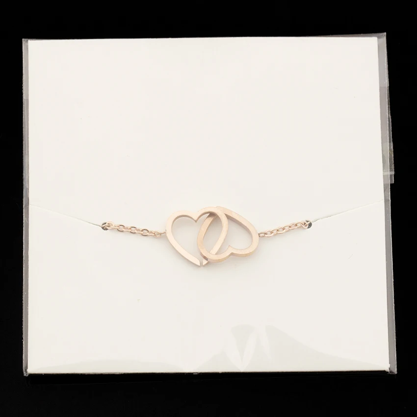 Талисман Двойное сердце браслет для женщин розовое золото Pulsera ювелирные изделия нержавеющая сталь цепь Armbanden Bijoux Femme подружки невесты подарки