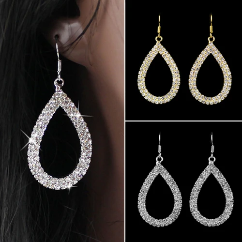 

Best Quality Crystal earrings for women Teardrop Shaped Rhinestone Shiny Drop Earrings 5TS4 6SDX