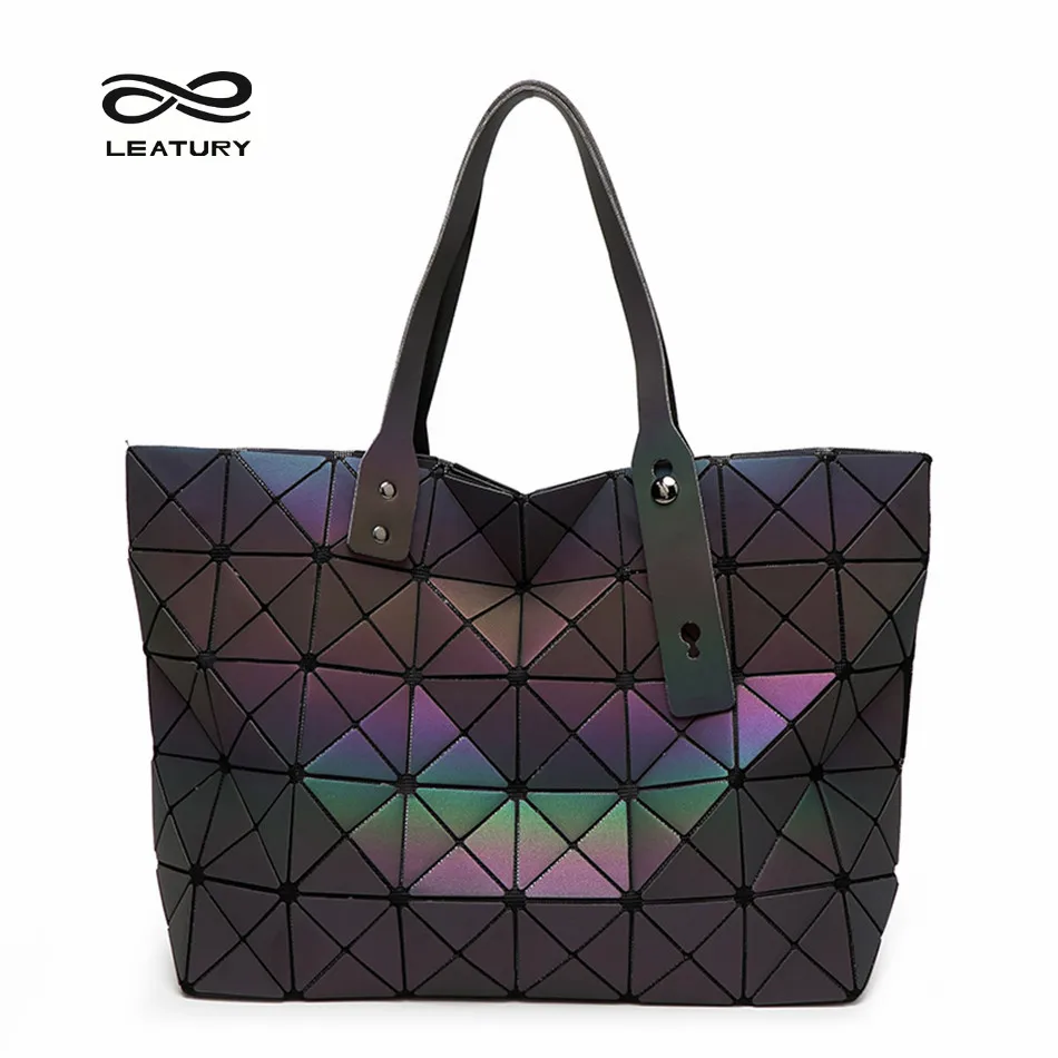 Leatury 7 8 Luminous font b Women b font font b Bags b font Geometric Plaid