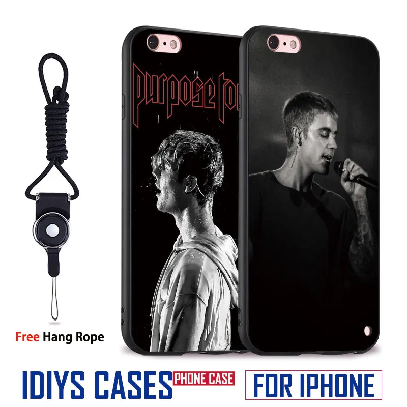 

Justin bieber PURPOSE Tour With Hang Rope Soft Silicone Mobile Phone Case Cover Shell For Apple iPhone 5 SE 5S 6 6S Plus 7 7Plus