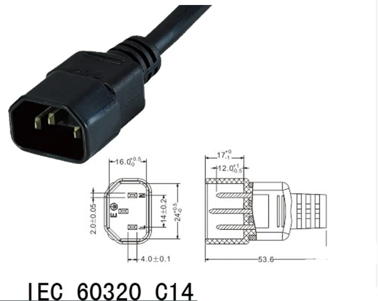 0,5 м 1.6FT шнур питания компьютера разъем IEC 320 C14 для C13 Удлинительный кабель черный цвет