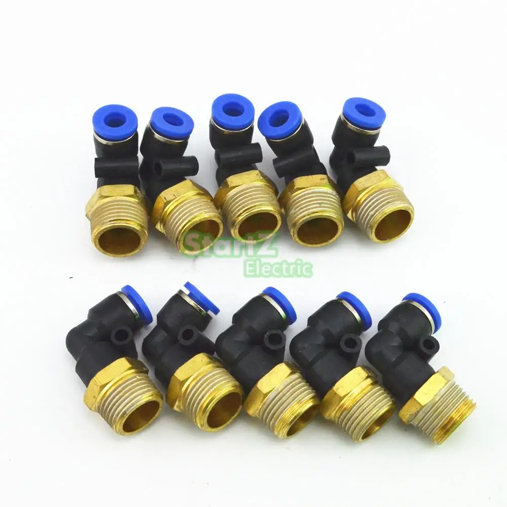 

6mm X 3/8'' Thread Pneumatic Male Elbow Connector Tube Air Push In Fitting 10Pcs