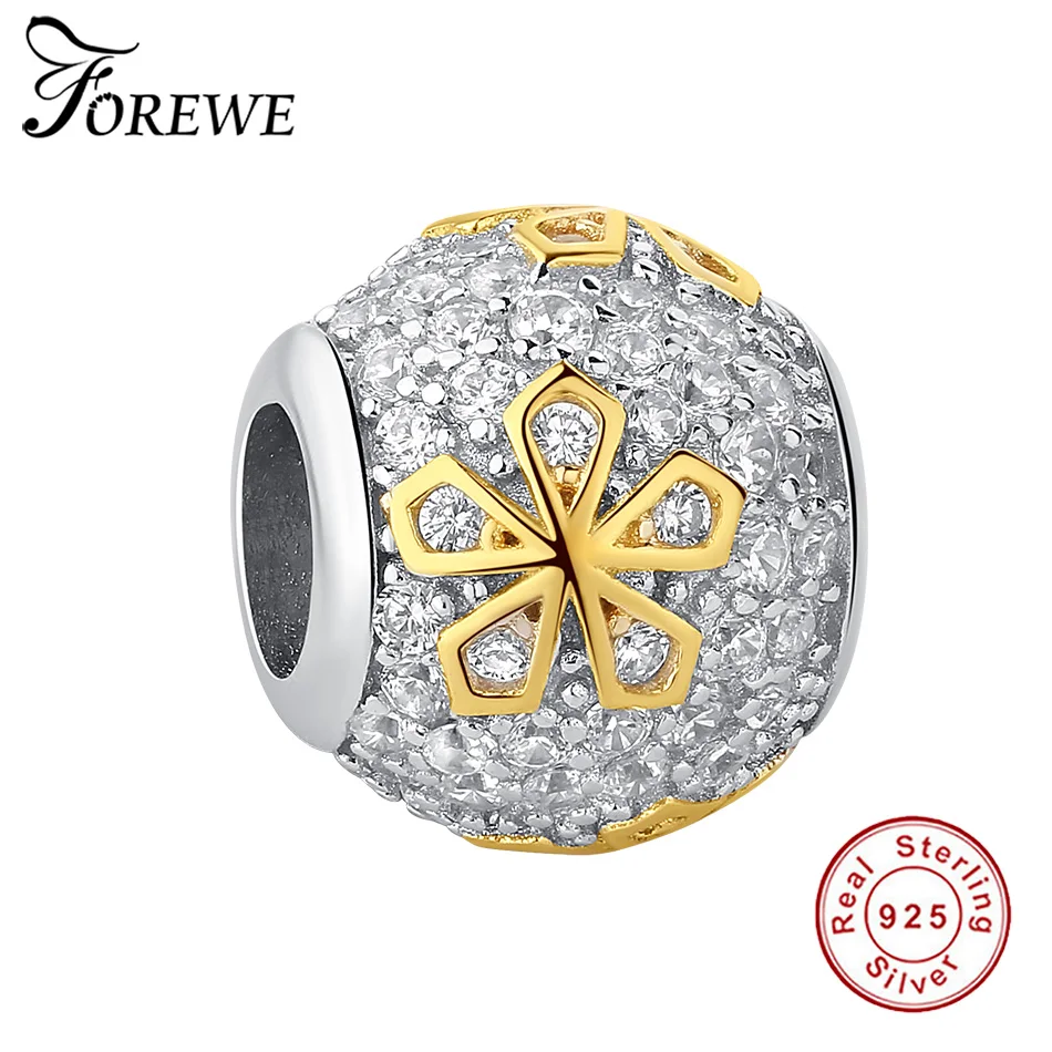 

Forewe 100% 925 Sterling Silver Round Gold Flower Pendant Necklaces Fit Women Necklace Sterling Silver Jewelry