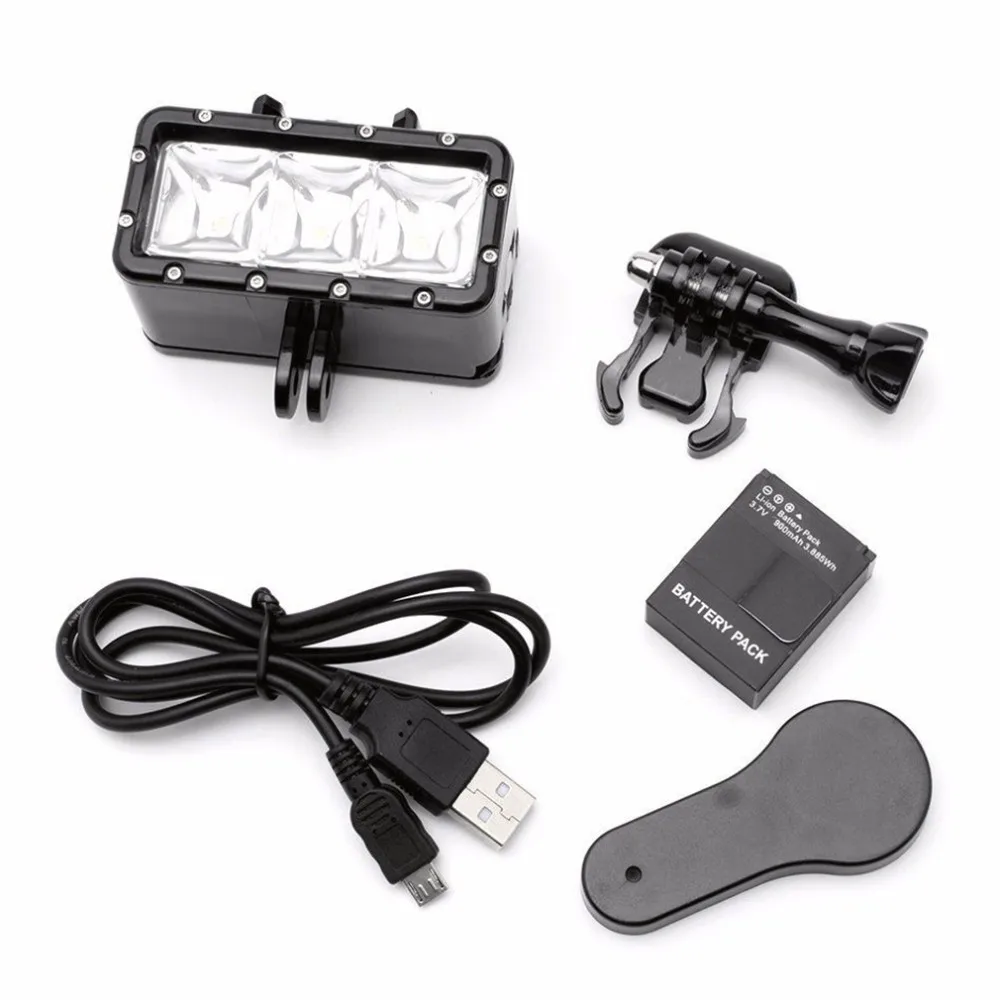 Underwater Waterproof LED Flash Diving Shooting Fill Light Spot Lamp Mounts+Battery+Buckle Mount For GoPro Hero Xiaomi YiSJCAM (12)