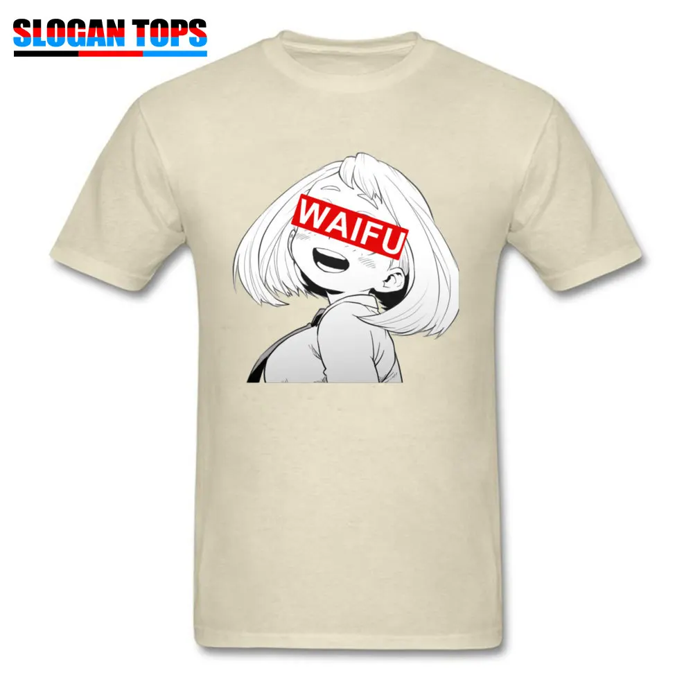 Ochaco Uraraka Waifu Anime 21445 Cotton Fabric T Shirts for Men Tops & Tees Discount Summer/Autumn O Neck Tops & Tees Unique Ochaco Uraraka Waifu Anime 21445 beige