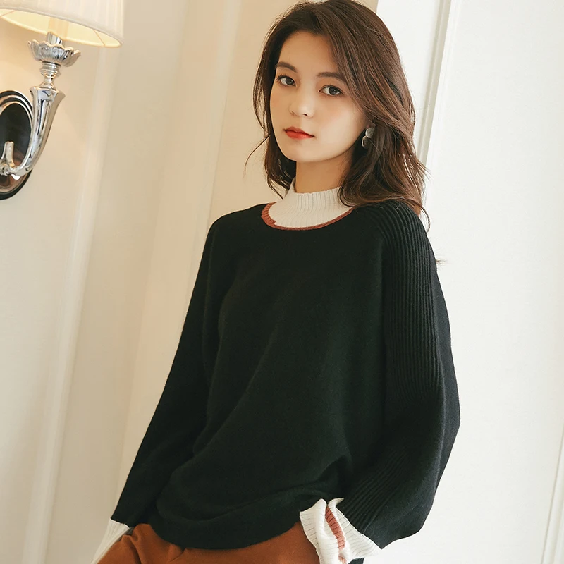 adohon 2018 womens winter Cashmere sweaters and auntmun women knitted Pullovers Oneck Patchwork High Quality Warm Female Solid adohon 2018 womens winter Cashmere sweaters and auntmun women knitted Pullovers Oneck Patchwork High Quality Warm Female Solid