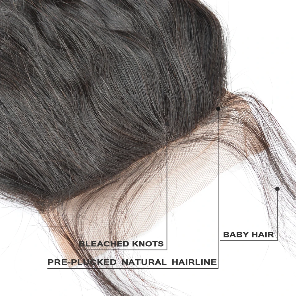 BAISI бразильские виргинские волосы Кружева Закрытие 4x4 волна воды 100% девственные человеческие волосы отбеленные узлы с волосами младенца