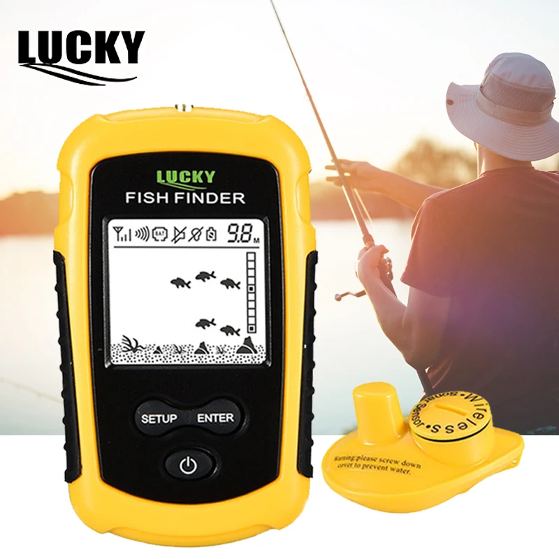 محظوظ صياد السمك لقارب الصيد اللاسلكية الاستشعار سونار الصيد أسلم Fishfinder السونار السونار FFW1108-1 و FF1108-1