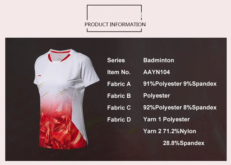 Li-Ning/женская футболка для бадминтона, дышащие спортивные футболки для соревнований с подкладкой сборной, AAYN104 WTS1453