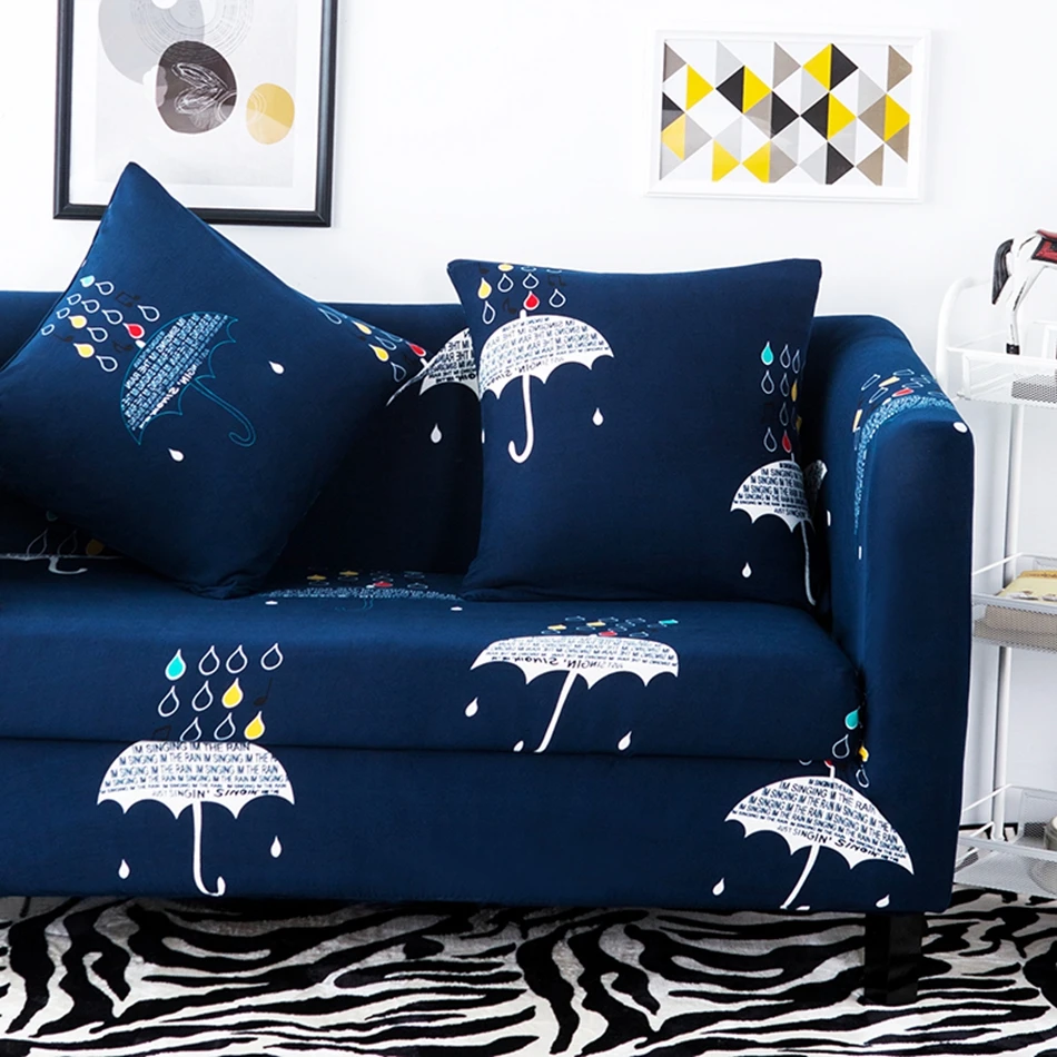 Blue Umbrella Pattern Sofa Covers For Living Room Multi size Corner