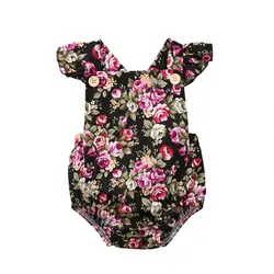 Летние новорожденных малыша Одежда для детей; малышей; девочек цветочный комбинезон без рукавов Детские комбинезоны пляжный костюм