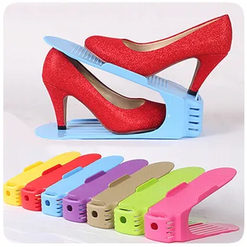 

8pcs Durable Adjustable Shoe Organizer Footwear Support Slot Space Saving Cabinet Closet Stand Shoes Storage Rack Shoebox