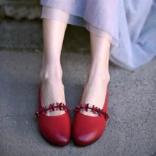 Обувь без застежки с закрытым носком для женщин, коллекция года, весенняя обувь из яловой кожи на мягкой плоской подошве для беременных женщин, обувь на плоской подошве, цвет черный, красный, хаки