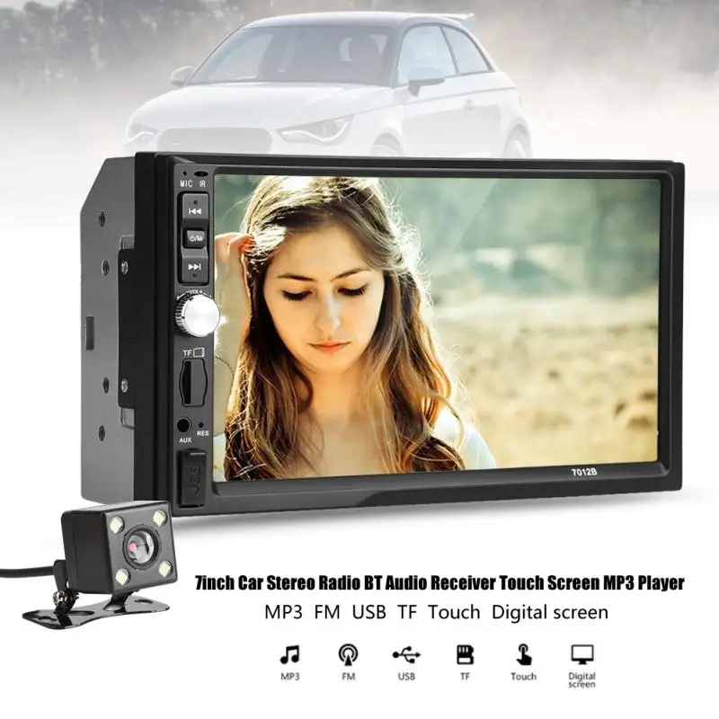 

7inch Car Stereo Radio Bluetooth Audio Receiver Touch Screen MP3 Player radio tuner touch screen rear view charger