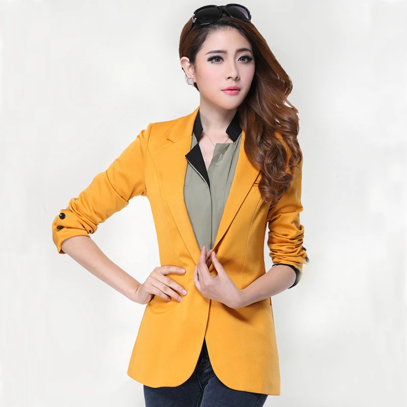 free shipping xl3xl 4xl 5xl plus size women yellow blazer & suits for