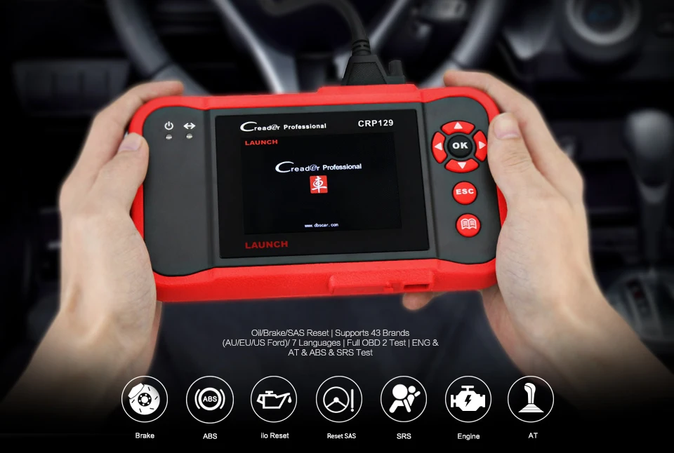 Launch X431 OBD2 Сканер CRP 129 читальный инструмент кодов авто сканер для ENG/AT/ABS/SRS и EPB/SAS/Oil сброса