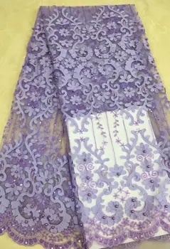 

Nigerian African wedding gauze lace high quality luxury sky blue French embroidery lace handmade beaded lace fabric