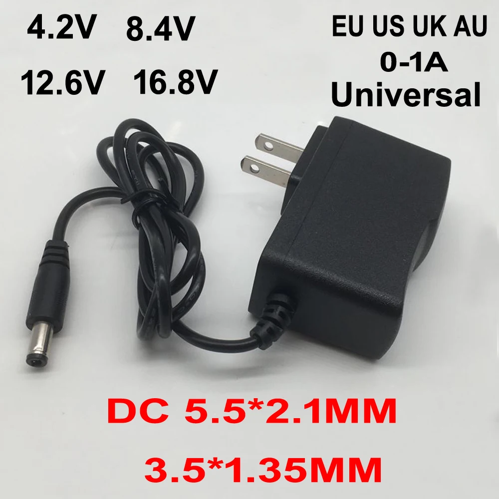 

AC 100-240V DC 4.2V 8.4V 12.6V 16.8V 1A 18650 lithium battery charger Power Adapter 4.2 V 8.4 V 12.6 V 16.8 V 1000MA charger