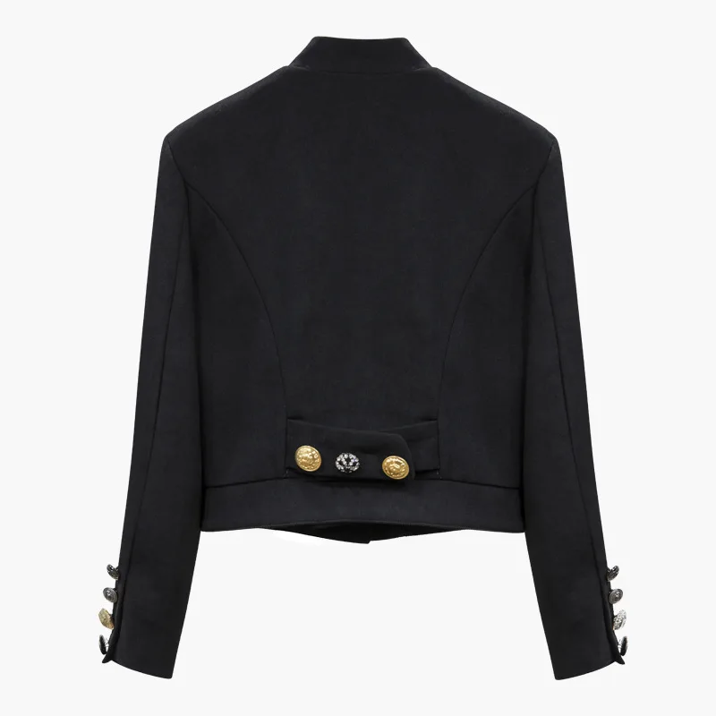 Осенний стиль, куртки с разными пуговицами, женская черная куртка со стоячим воротником, прямая приталенная куртка с длинным рукавом, пальто casaco feminino