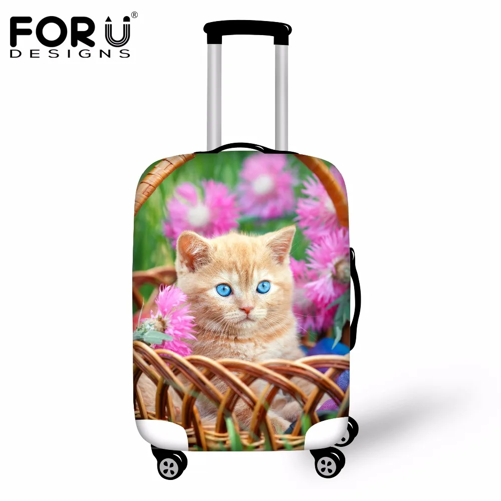 Forudesigns пыле Чемодан Защитная крышка Симпатичные 3D кошка животное Для женщин дорожного чемодана Чехлы для мангала для 18-30 дюймов Багажник