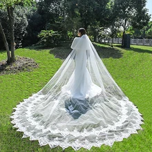 3м кружевная Фата для собора для невесты, однослойная свадебная вуаль, аксессуары цвета слоновой кости, белая свадебная вуаль с аппликацией, Veu de Noiva