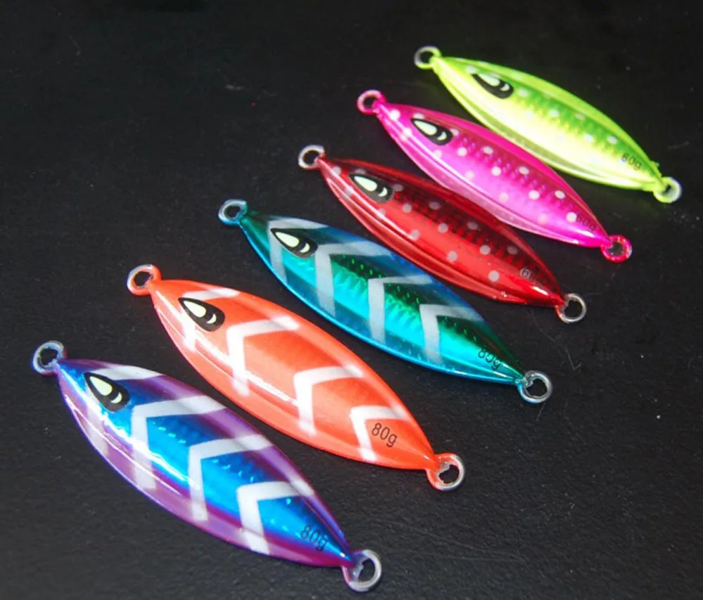 

5PCS Glow Stripe Fishing Ocean Boat Jig Deep sea Jigging Jigbait Spoon Lure baits 40g 60g 80g 100g 150g