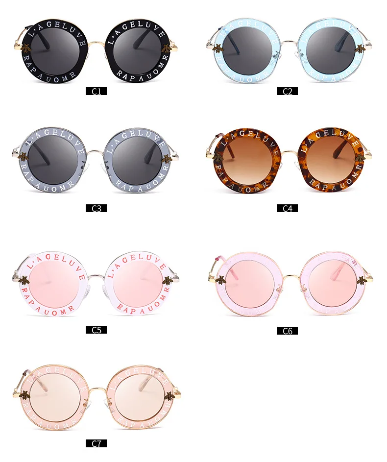 Новейшие Модные круглые солнцезащитные очки Для женщин Брендовая Дизайнерская обувь Винтаж градиентные оттенки пчелы солнцезащитные очки UV400 Óculos Feminino Lentes gozluk