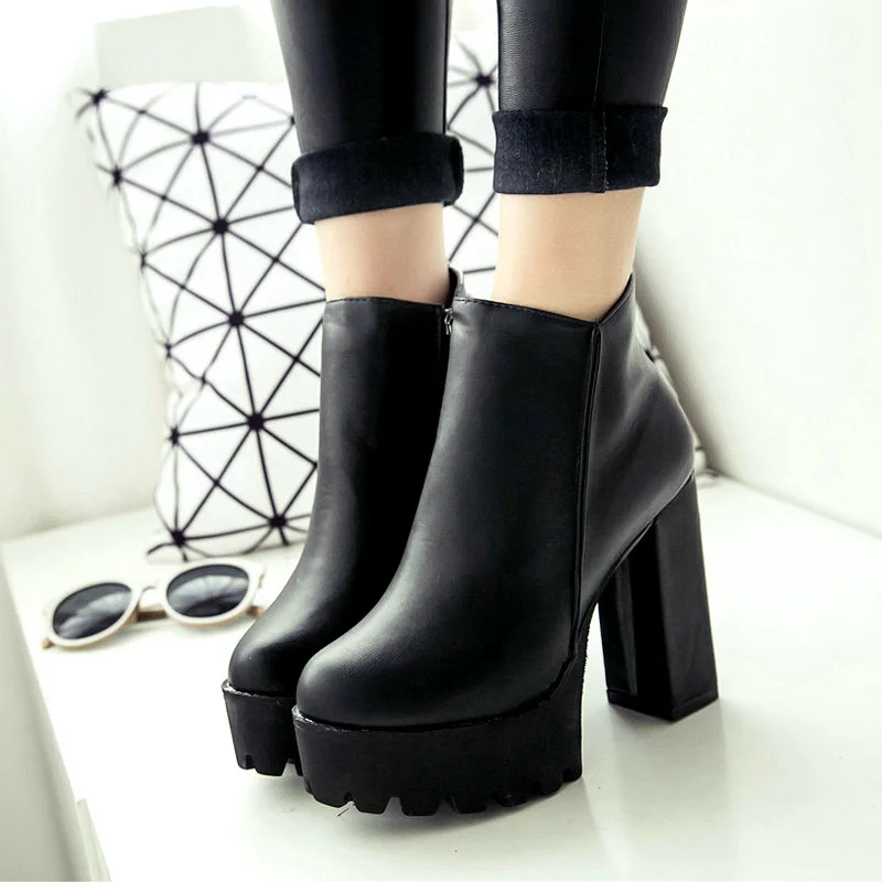YDP botas mujer/модные женские ботинки на квадратном каблуке и платформе zapatos mujer туфли