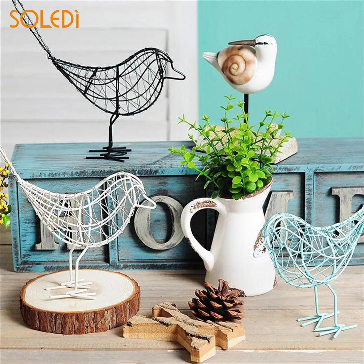 

Fashionable Metal Wire Iron Bird Craft Iron Wire Bird Beautiful Iron White/Black/Blue Decoration Gift Office Desktop Ornament