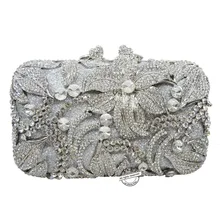 Клатч в форме цветка с шипами и бриллиантами, роскошная женская вечерняя сумочка с кристаллами, сумочка-клатч для выпускного, свадебная сумка, плоская дамская сумочка SC126