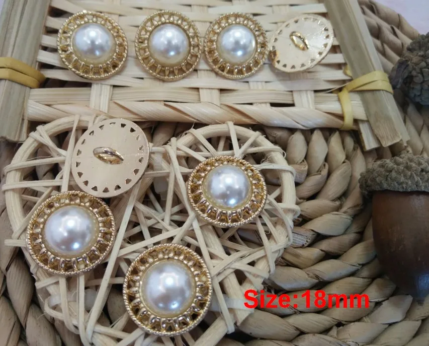 

New style 10 pieces Gold Metal With pearl jacket buttons shirt Sweater button Decorations accessories 18mm 22mm Free shipping