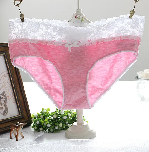 Melange Cotton Extra Big Plus Size Brief S XL Women Elastane Lace Panty