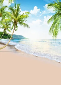 

Vinyl see Beach coconut trees photo studio backgrounds for wedding holiday photography backdrops customize