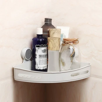 

1pcs Bathroom Corner Space Drain Shelves Racks Container Stand Powerful Soap Shampoo Suction Sucker Storage Holder Organizer