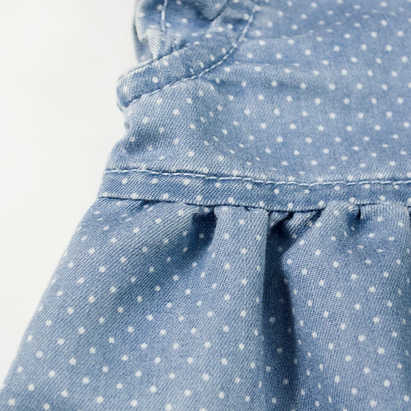 5 nfant Baby Girl Denim Tutu Dress Newborn Kid Robe Puff Sleeve Dot Dress Ruffled Jeans Sundress Toddler Vestido Children Clothes