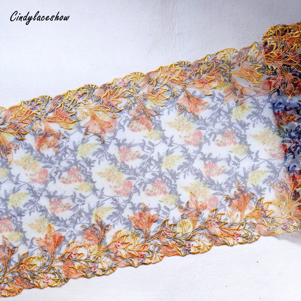 

1 Meter 30.5 cm wide DIY Clothes Accessories Double Edge Flower Embroidered Lace Trims Tulle Lace Trimmings Sewing Lace Fabric