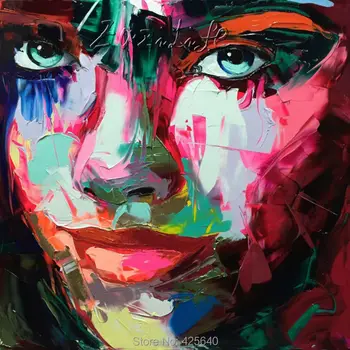 

Palette knife painting portrait Palette knife Face Oil painting Impasto figure on canvas Hand painted Francoise Nielly 15-49