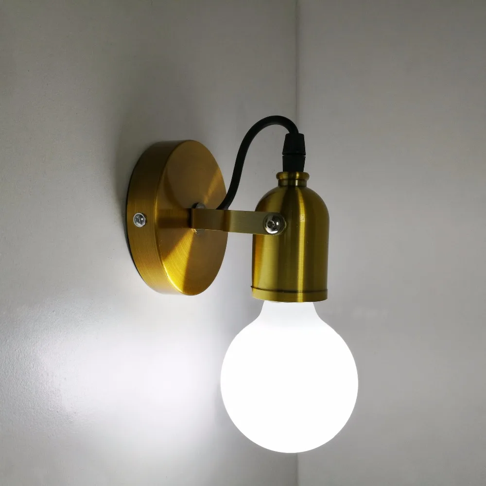 Vintage Gold Wall Lamp Bedroom Loft Adjustable Wall sconce Bedside Wall Light Ceramic Lamp Holder Industrial Wall Mount Light (1)