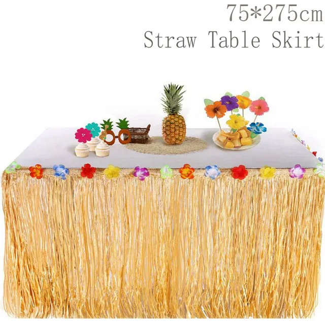 table skirt 1 FENGRISE Гавайи участник Luau Розовый фламинго вечерние Декор Бумага Салфетка под тарелку кружку День рождения летняя Гавайская Гавайский вечерние поставки - Цвет: table skirt 1