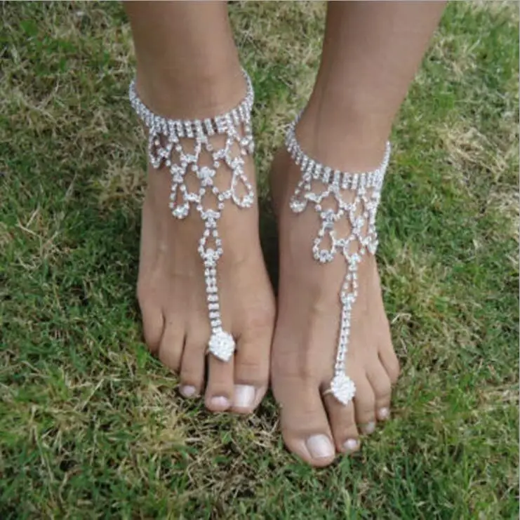 

Hollow out Beach Wedding Barefoot Sandals Fashion Foot Anklet Hot New Crystal Casual Women