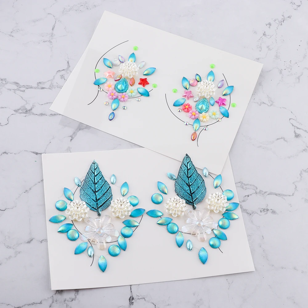 

5 Styles Adhesive Sticky Gems Sticker Makeup Face Boob Jewel Crystal Festival Gems Party Makeup Stickers For Body Art Makeup