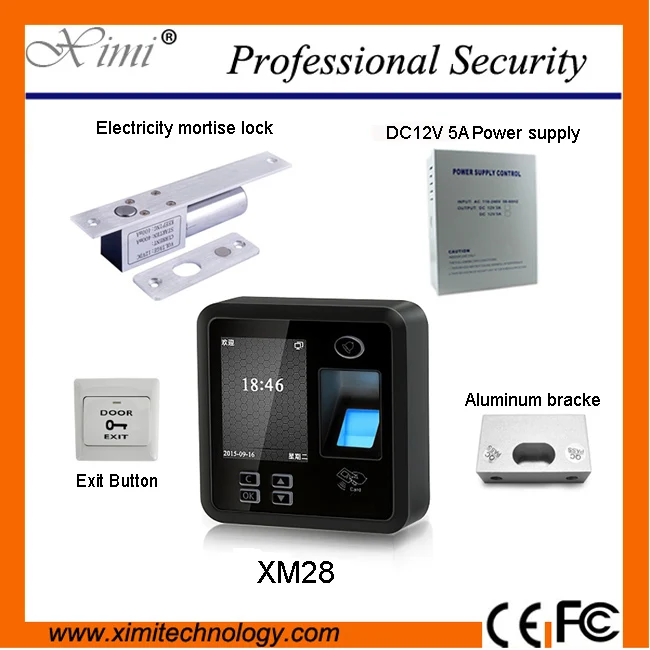 

Biometric fingerprint gate access control system XM28, with an electric plug, power, aluminum support and exit button MF Carme