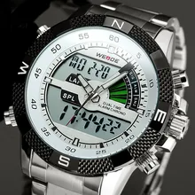 2017 New WEIDE Sport Men Watch LED Men’s Full Steel Quartz Watches Backlight Dual Time Wrist Watch Relogio Masculino Esportivo