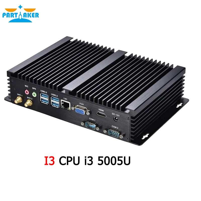  Intel Core i3 5005U Fanless Industrial Barebone Mini PC with 2 RS232 COM 4 USB3.0 300M WIFI 1 HDMI TV Box 