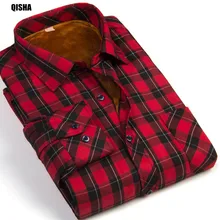 QiSha M16xx 2016 Fashion Männlich Günstige Qualität winter shirt männer Plaid Langarm Thermische Warme Samt gepolstert China Herren Kleidung