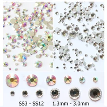 3D кристаллы для ногтей, прозрачные стразы разных размеров, стразы для дизайна ногтей, дизайнерские стразы, камень, украшение для маникюра, 1440 шт/упаковка